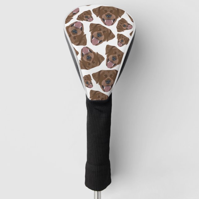 Illustration seamless pattern chocolate Labrador Golf Head Cover (Front)