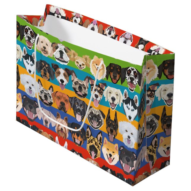 Illustration seamless pattern colorful dogs large gift bag (Front Angled)