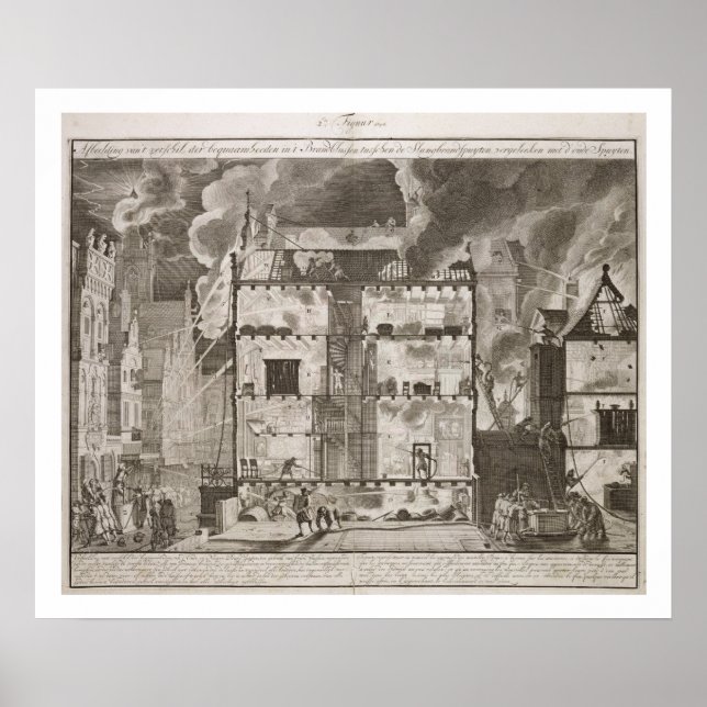 Illustration showing how new long fire hoses could poster (Front)