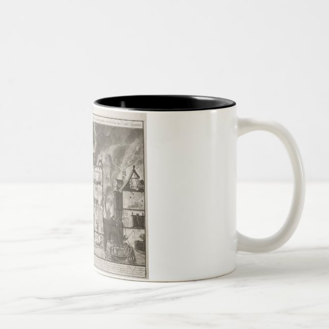 Illustration showing how new long fire hoses could Two-Tone coffee mug (Right)