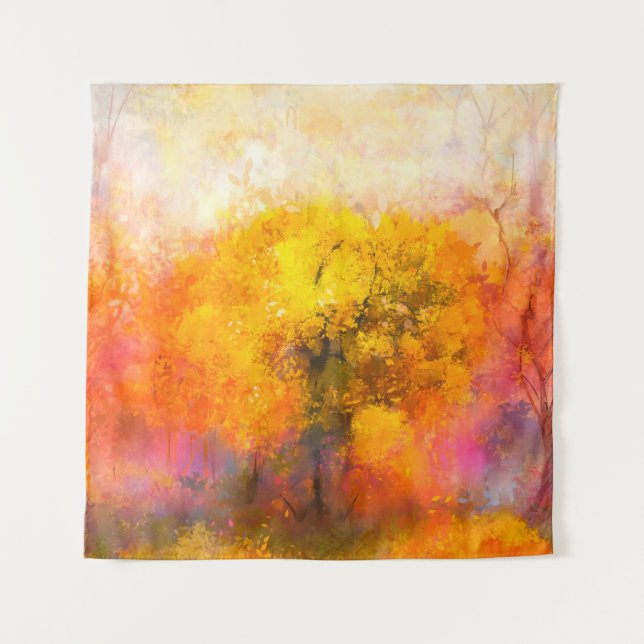 Illustration soft colorful autumn forest. Abstract Tapestry (Front)