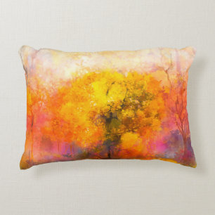 Illustration soft colourful autumn forest. Abstrac Decorative Cushion
