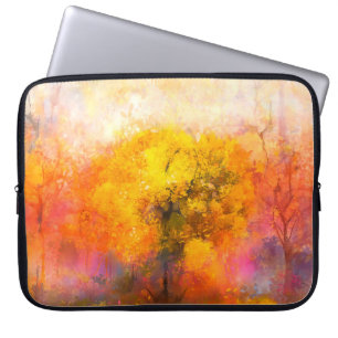 Illustration soft colourful autumn forest. Abstrac Laptop Sleeve