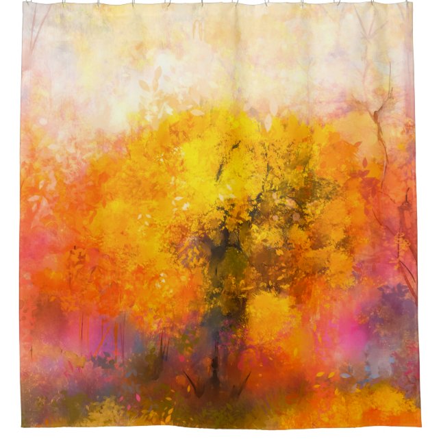 Illustration soft colourful autumn forest. Abstrac Shower Curtain (Front)