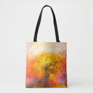 Illustration soft colourful autumn forest. Abstrac Tote Bag