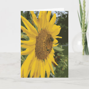 Illustration Sunflower Bumblebee Flower Yellow Card