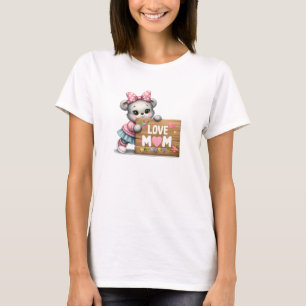 Illustration teddy bear with heart sign Love Mom T-Shirt