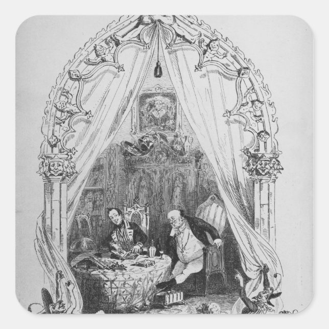 Illustration `The Pickwick Papers' by Charles Square Sticker (Front)