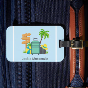 Illustration Vacation Personalise Luggage Tag