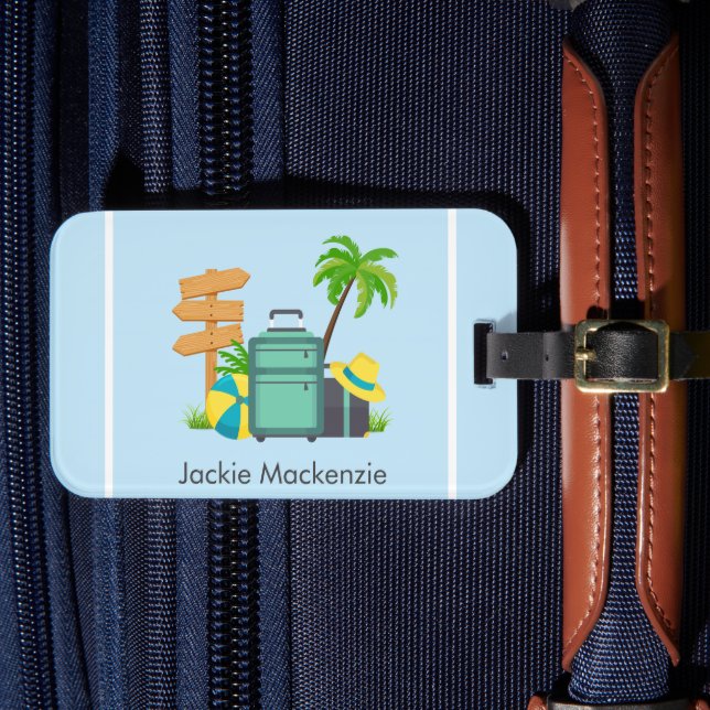 Illustration Vacation Personalise Luggage Tag (Front Insitu 4)