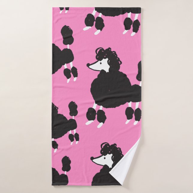 Illustration vintage french poodle seamless patter bath towel (Bath Towel)