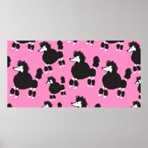 Illustration vintage french poodle seamless patter poster