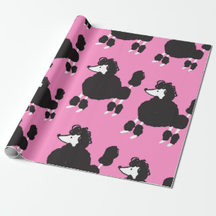 Illustration vintage french poodle seamless patter wrapping paper