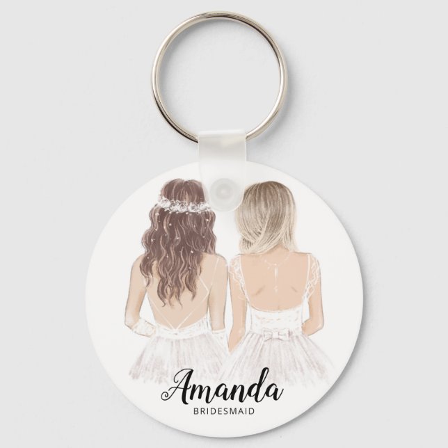 Illustration will you be my bridesmaid keyring (Front)
