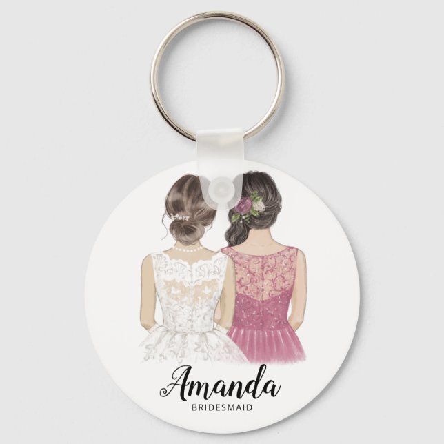 Illustration will you be my bridesmaid keyring (Front)