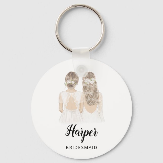Illustration will you be my bridesmaid keyring (Front)