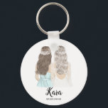 Illustration will you be my bridesmaid keyring<br><div class="desc">Will You Be My Bridesmaid Proposal Keyring Simple and classic keyring featuring a bride & bridesmaid. Customize the name and role to your preference.</div>