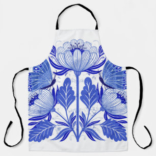 illustration with butterflies and flowers isolated apron