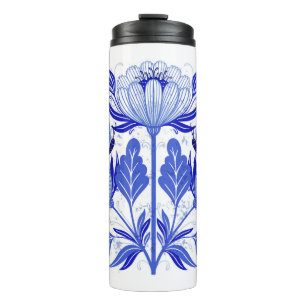 illustration with butterflies and flowers isolated thermal tumbler