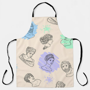 Illustration with the contours of Greek statues. B Apron