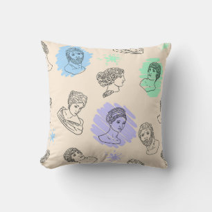 Illustration with the contours of Greek statues. B Cushion
