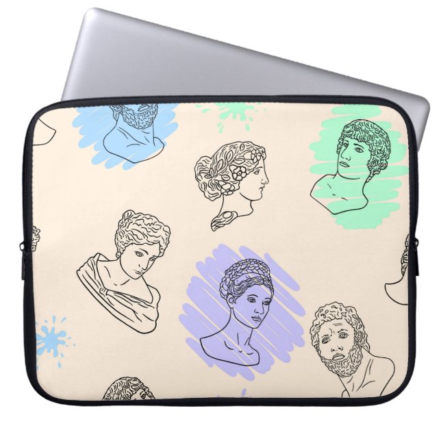 Illustration with the contours of Greek statues. B Laptop Sleeve (Front)