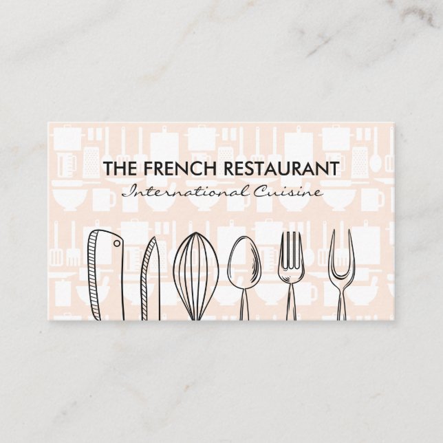 Illustrations Kitchenware Utensils Business Card (Front)