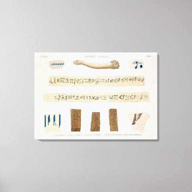 Illustrations of Hieroglyphics and the arm of a mu Canvas Print (Front)