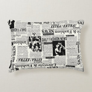 Illustrations of newspapers front page art work wa decorative cushion