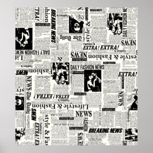 Illustrations of newspapers front page art work wa poster