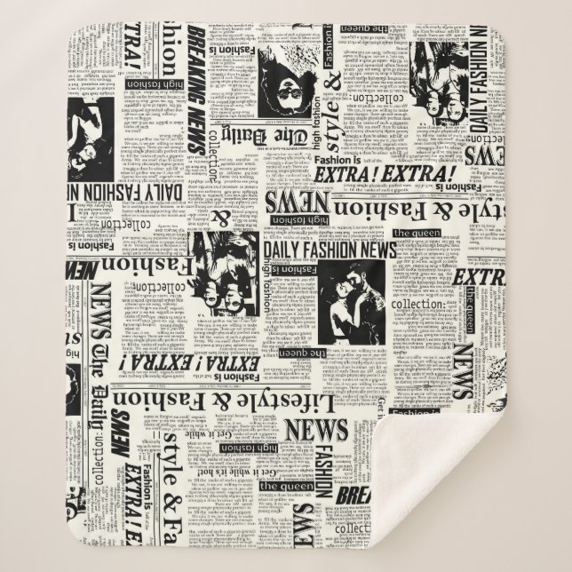 Illustrations of newspapers front page art work wa sherpa blanket (Front)