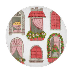 Illustrations with Vintage Windows: Artistic. Cutting Board