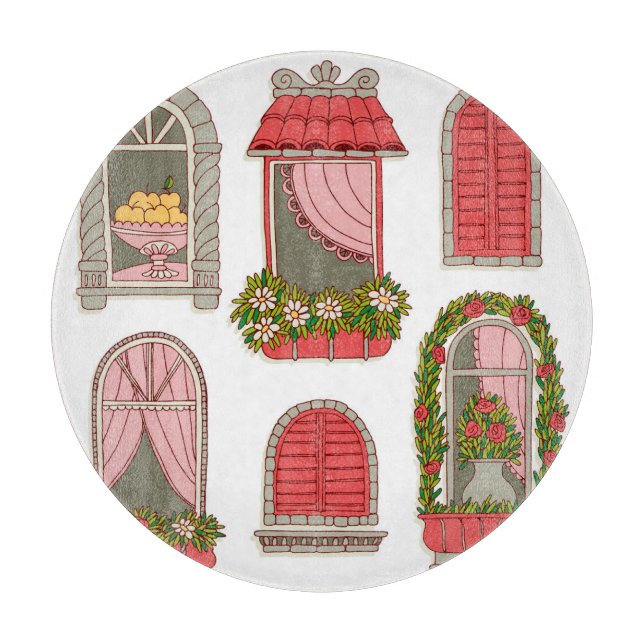 Illustrations with Vintage Windows: Artistic. Cutting Board (Front)
