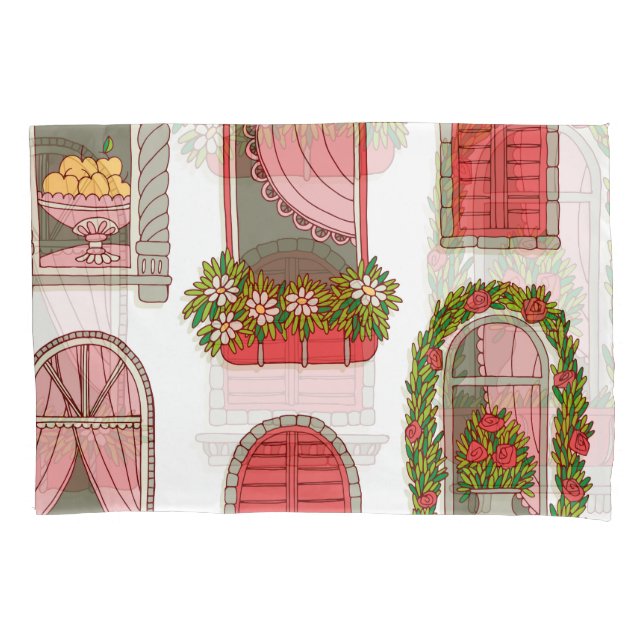 Illustrations with Vintage Windows: Artistic. Pillowcase (Front)