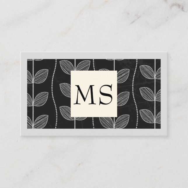 Illustrative Chalk Flower Pattern Business Card (Front)