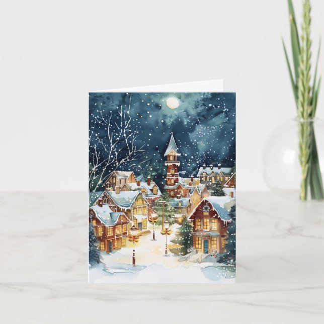 Illustrative Christmas  city in the snow Card (Front)