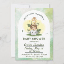 Illustrative Cute Animals Baby Shower Invitation