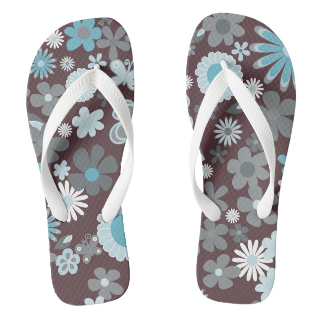 Illustrative Flowers Flip Flops (Footbed)