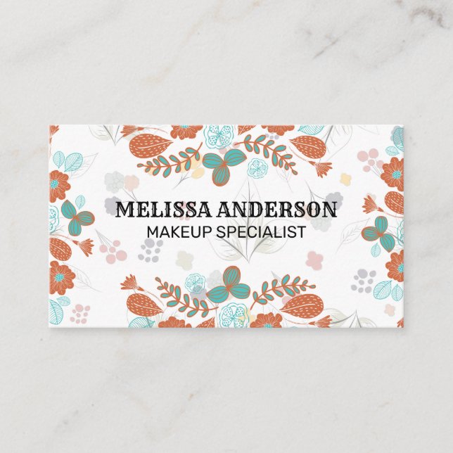 Illustrative Flowers Floral Elements Business Card (Front)