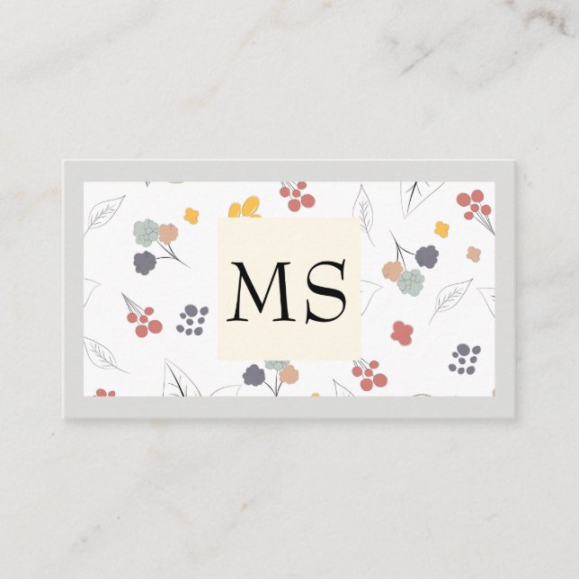Illustrative Flowers Floral Elements Business Card (Front)