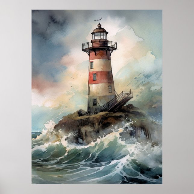 Illustrative Lighthouse Print or Poster (Front)