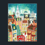 Illustrative London city in the snow Christmas Hol Holiday Postcard<br><div class="desc">Illustrative London city in the snow Christmas</div>