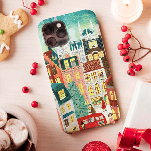 Illustrative London city in the snow Christmas iPhone 13 Case