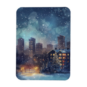 Illustrative New York city in the snow Magnet