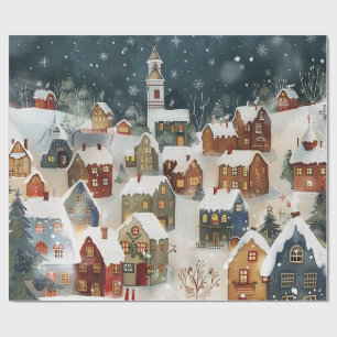 Illustrative of Xmas city in cute Wrapping Paper