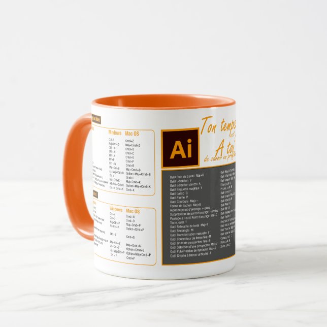 Illustrator keyboard shortcuts mug cup (Front Left)