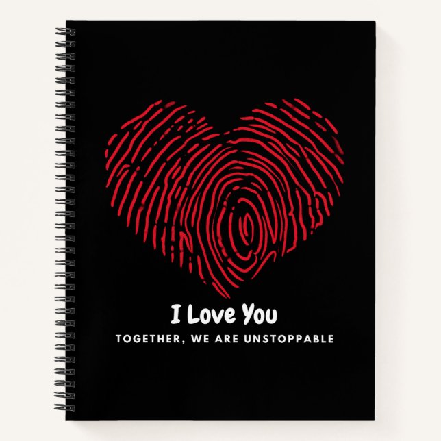 Ilove  red fingerprint heart red Spiral Notebook (Front)
