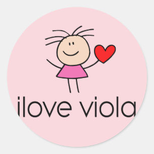iLove Viola Lover Gift Classic Round Sticker