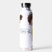 Ilove you - Floral Water Bottle