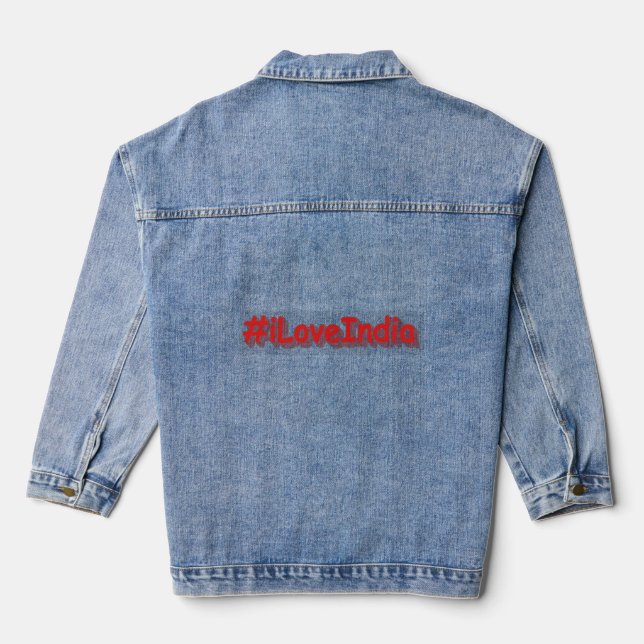 "#iLoveIndia" Cute Design. Buy Now Denim Jacket (Back)